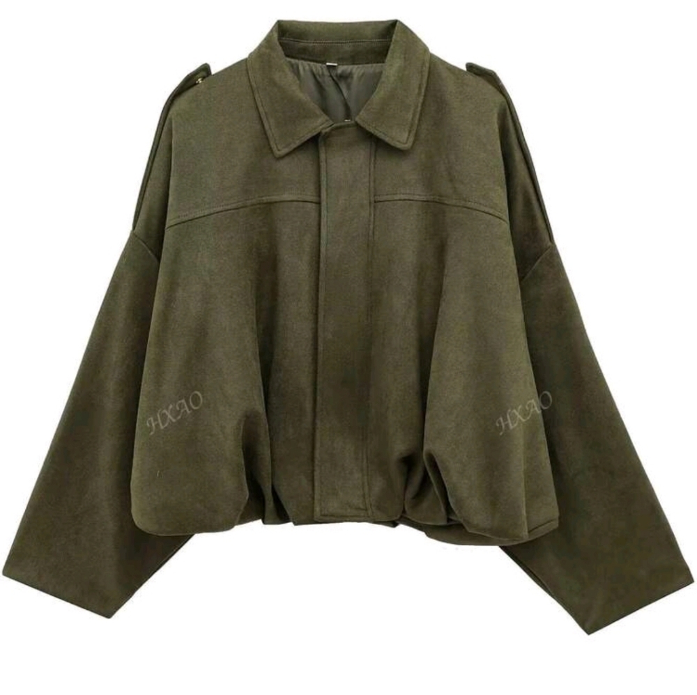 Women's Bomber Jacket Spring Coat Loose Long Sleeves Zip Vintage Jacket Ladies - Picture 5 of 7